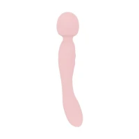 Двосторонній масажер-вібратор Good Vibes Only – SIMI Double-Sided Wand Vibrator Soft Silicone – Pink — Переглянути зображення 1