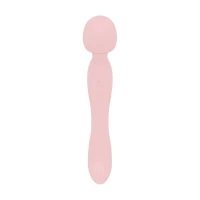 Двосторонній масажер-вібратор Good Vibes Only – SIMI Double-Sided Wand Vibrator Soft Silicone – Pink — Переглянути зображення 4
