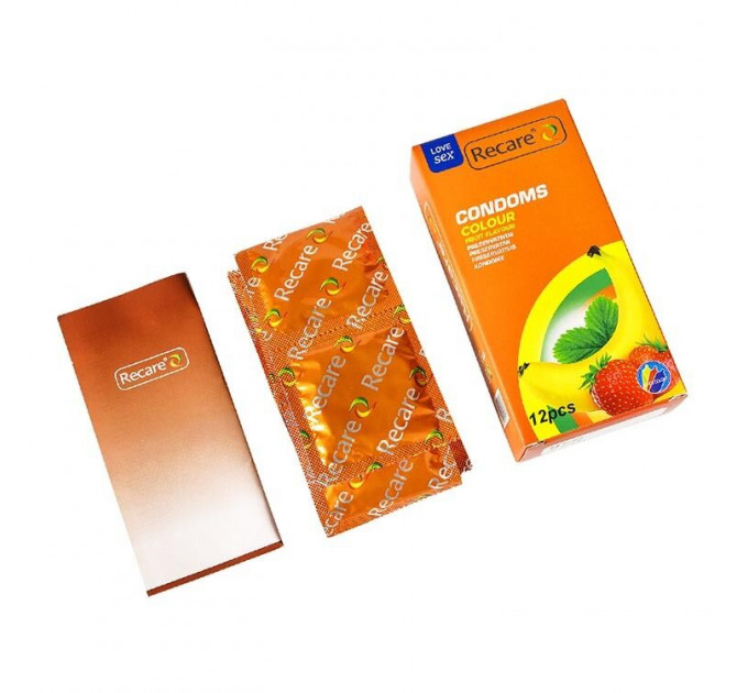 Презервативи Recare Color Fruit Flavour Condoms 12 шт, аромати: м'ята, банан, полуниця