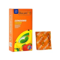 Презервативи Recare Color Fruit Flavour Condoms 12 шт, аромати: м'ята, банан, полуниця — Переглянути зображення 1