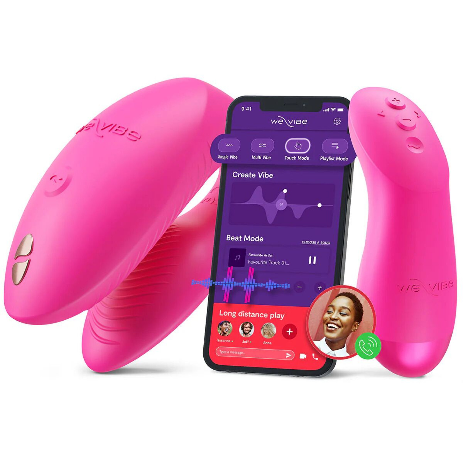 Смарт-вибратор для пар We-Vibe Chorus Pro Electric Pink