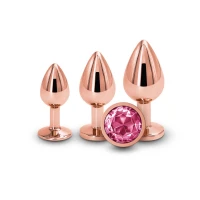 Набір анальних пробок NS Novelties Rear Assets - Trainer Kit - Rose Gold - Pink Gem — Переглянути зображення 1