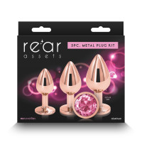 Набір анальних пробок NS Novelties Rear Assets - Trainer Kit - Rose Gold - Pink Gem — Переглянути зображення 3