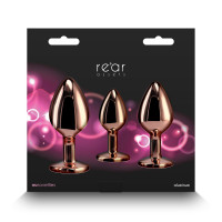 Набір анальних пробок NS Novelties Rear Assets - Trainer Kit - Rose Gold - Pink Gem — Переглянути зображення 4