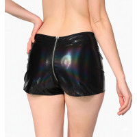 Лакированные шортики на молнии Art of Sex - Jarina, цвет черный с эффектом голограммы, размер S