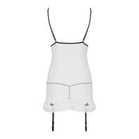 Сорочка прозора з пажами Passion ORIHIME CHEMISE L/XL, white, трусики, стрепи — Переглянути зображення 6