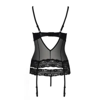 Корсет з відкритими грудьми Passion Exclusive NORTH CORSET S/M, black, пажі, трусики, шнурівка — Просмотреть изображение 6