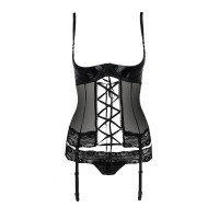 Корсет с открытой грудью Passion Exclusive NORTH CORSET S/M, black, пажи, трусики, шнуровка