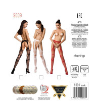 Еротичні колготки-бодістокінг Passion S009 black, імітація панчіх та пояса — Переглянути зображення 8