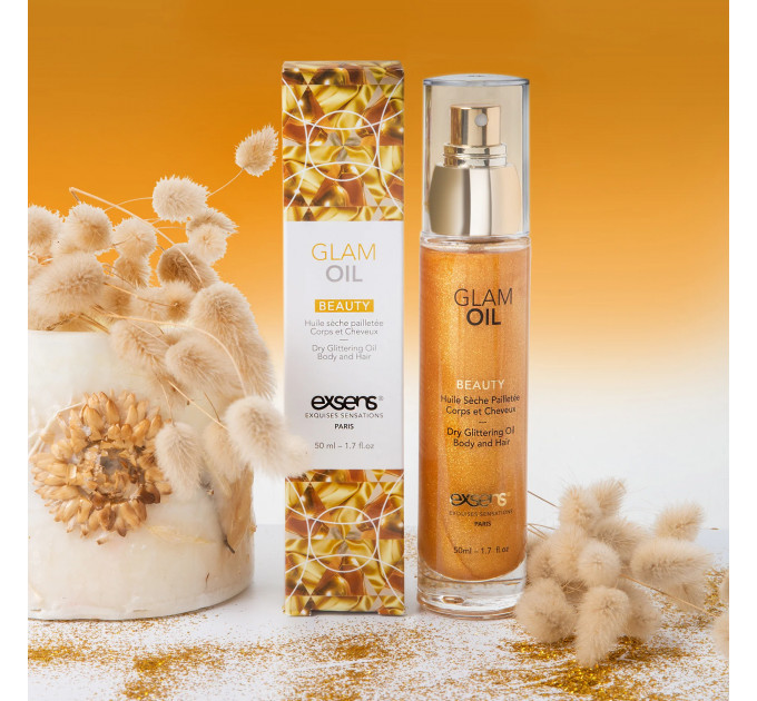 Олія для тіла з блиском EXSENS Glam Oil 50мл, з мигдальною олією, без парабенів і феноксіетанолу