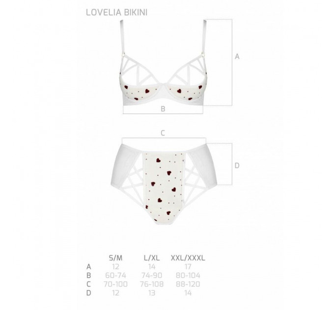 Еротичний комплект з малюнком Passion LOVELIA BIKINI XXL/XXXL, white