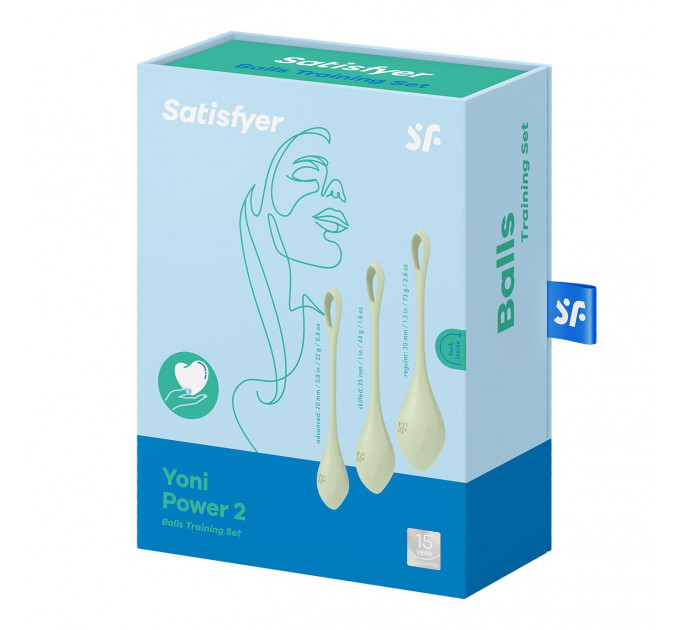 Набір йоні-намистин Satisfyer Yoni Power 2 Light Green, діаметр 2-2,5-3 см, маса 22-44-73 г