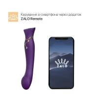 Смартвібратор 3в1 Zalo — Queen Set Twilight Purple, пульсівна перлина та вакуум, кристал Swarovski — Переглянути зображення 2