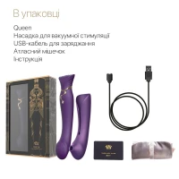 Смартвібратор 3в1 Zalo — Queen Set Twilight Purple, пульсівна перлина та вакуум, кристал Swarovski — Переглянути зображення 8