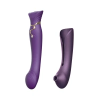Смартвібратор 3в1 Zalo — Queen Set Twilight Purple, пульсівна перлина та вакуум, кристал Swarovski — Переглянути зображення 1