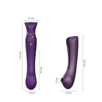 Смартвібратор 3в1 Zalo — Queen Set Twilight Purple, пульсівна перлина та вакуум, кристал Swarovski — Переглянути зображення 3