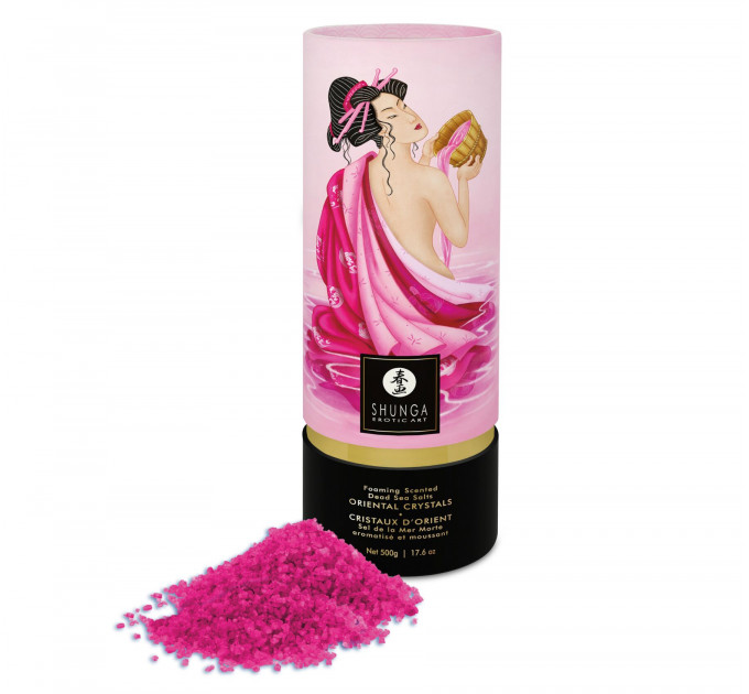 Пінлива сіль для ванни Shunga Dead Sea salt Oriental Crystals — Rose Petal (500 г), Мертвого моря