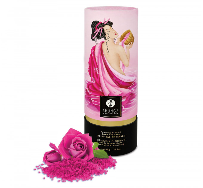 Пінлива сіль для ванни Shunga Dead Sea salt Oriental Crystals — Rose Petal (500 г), Мертвого моря