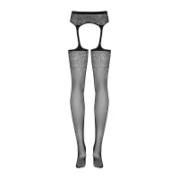 Сітчасті панчохи-стокінги з квітковим малюнком Obsessive Garter stockings S207 XL/XL, чорні, доступ — Переглянути зображення 6