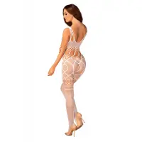 Сітчастий бодістокінг з імітацією топа та шортів Obsessive Bodystocking G330 S/M/L, white, з доступо — Переглянути зображення 4
