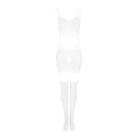 Сітчастий бодістокінг з імітацією топа та шортів Obsessive Bodystocking G330 S/M/L, white, з доступо — Переглянути зображення 5