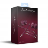 Набір для БДСМ Feral Feelings BDSM Kit 3 Burgundy, наручники, поножі, хрестовина — Просмотреть изображение 2