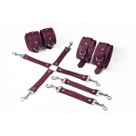Набір для БДСМ 3 в 1 Feral Feelings BDSM Kit 3 Burgundy, burgundy, наручники, поножі, хрестовина