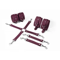 Набір для БДСМ Feral Feelings BDSM Kit 3 Burgundy, наручники, поножі, хрестовина — Просмотреть изображение 1