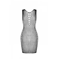 Мінісукня з вертикальним візерунком Passion BS097 One Size, black, плетіння з боків — Переглянути зображення 4