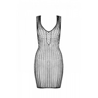 Мини-платье с вертикальным узором Passion BS097 One Size, black, плетение по бокам Мини-платье с вертикальным узором Passion BS097 One Size, black, плетение по бокам
