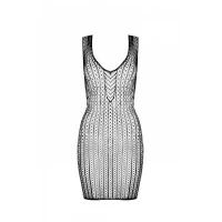Мінісукня з вертикальним візерунком Passion BS097 One Size, black, плетіння з боків — Переглянути зображення 3