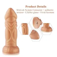 Фалоімітатор для секс-машин Hismith Slightly Curved Silicone Dildo Monster Series, кріплення KlicLok — Переглянути зображення 4