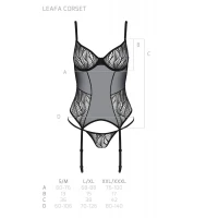 Корсет Passion LEAFA CORSET black L/XL, м'які чашки, затискачі для панчіх, стрінги в комплекті — Переглянути зображення 5