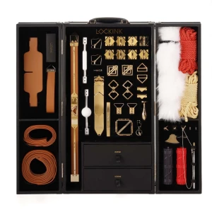 БДСМ-набір LOCKINK All-in-1 BDSM Play Kit, коричневий, ремені, маска, кляпи, анальні пробки, свічки