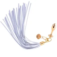 Анальна пробка з флогером LOCKINK SEVANDA White Pony-Tail Anal Rose-shape Plug — Переглянути зображення 1