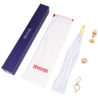 Анальна пробка з флогером LOCKINK SEVANDA White Pony-Tail Anal Rose-shape Plug — Переглянути зображення 7