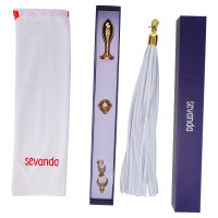 Анальна пробка з флогером LOCKINK SEVANDA White Pony-Tail Anal Rose-shape Plug — Переглянути зображення 8