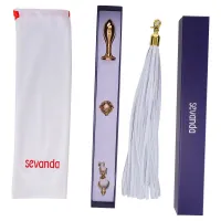 Анальна пробка з флогером LOCKINK SEVANDA White Pony-Tail Anal Rose-shape Plug — Переглянути зображення 8