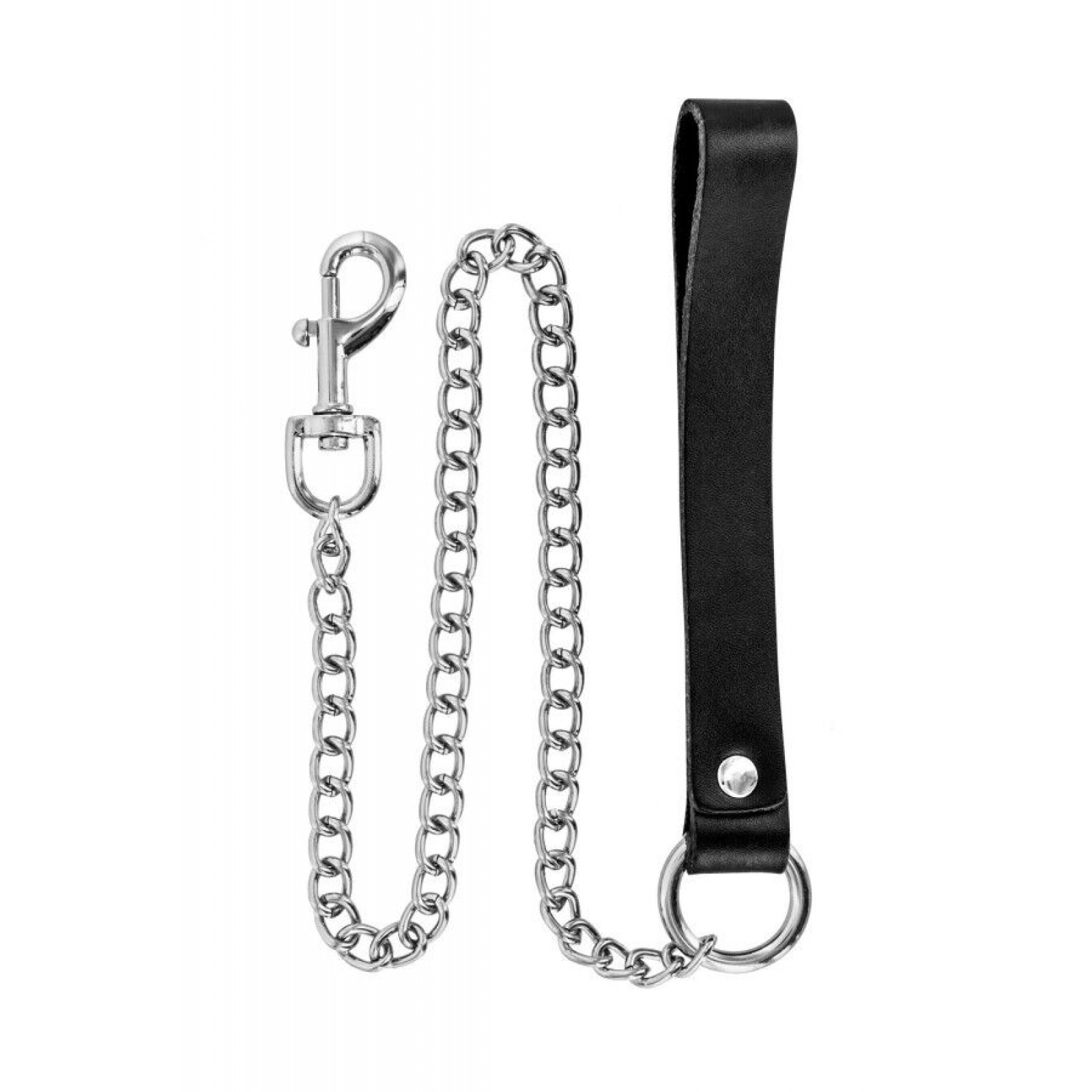 Повідець з натуральної шкіри Fetish Tentation Premium Metal leash with cowhide leather wrist 72 см