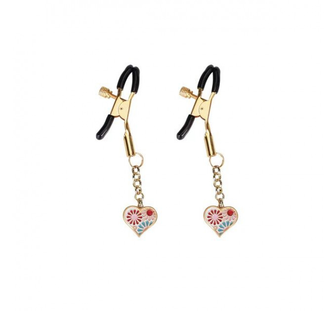 Затискачі для сосків Liebe Seele Nipple Clamps Gold Heart-shaped Flowers on White