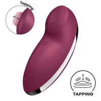 Вібростимулятор-пульсатор Satisfyer Tap &amp; Climax 2 Red, ефект постукування пальцем — Просмотреть изображение 1