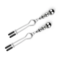 Затискачі для сосків Bedroom Fantasies: Nipple Clamps with Beaded Chain - Silver — Переглянути зображення 6