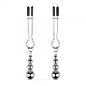 Затискачі для сосків Bedroom Fantasies: Nipple Clamps with Beaded Chain - Silver