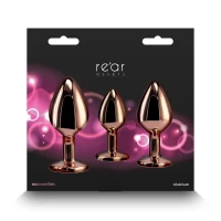 Набір анальних пробок NS Novelties Rear Assets - Trainer Kit - Rose Gold - Pink Heart — Переглянути зображення 4
