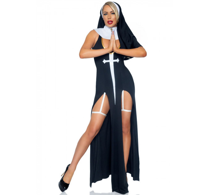 Костюм монашки-грішниці Leg Avenue Sultry Sinner M, сукня, головний убір, комір