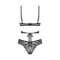 Комплект Obsessive Blomentis 2-pcs set, XS/S, кружевной, лиф с завязками на спине, трусики-слипы