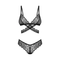 Комплект Obsessive Blomentis 2-pcs set, XS/S, мереживний, ліф із зав’язками на спині, трусики-сліпи — Просмотреть изображение 3