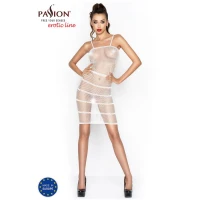 Бодістокінг Passion BS033 white, сукня-сітка на бретелях, прозора — Переглянути зображення 2