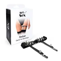 Гартер на ногу серце з шипами з натуральної шкіри Art of Sex Amber (1 шт.) — Переглянути зображення 3