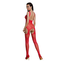 Бодистокинг Passion ECO BS005 red, плотный, открытый доступ, имитация подвязок